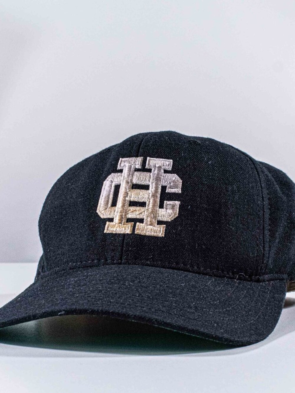 Vintage Holy Cross College Hat 7 5/8 Made in USA Fitted Black Rare